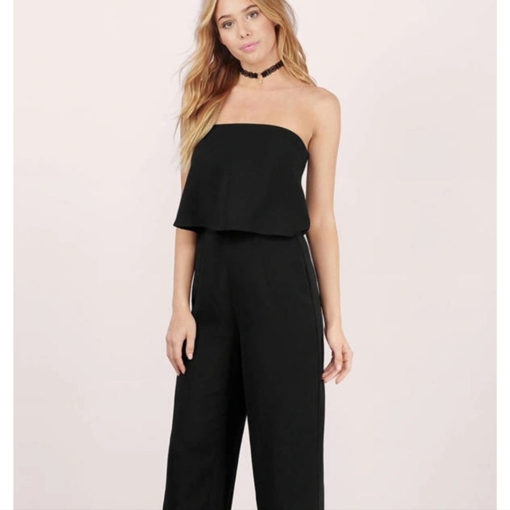 STRAPLESS Heart Breaker Black Jumpsuit Tobi Large NWT